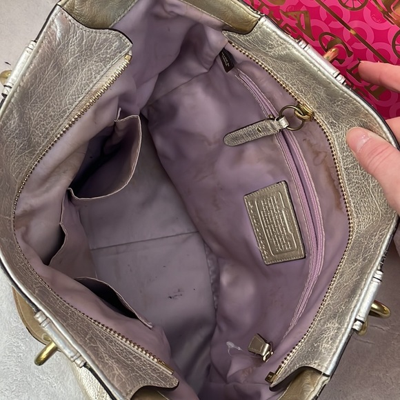 Coach Metallic Colette Leather Perforated Op Art Tote - Gold - Picture 10 of 10